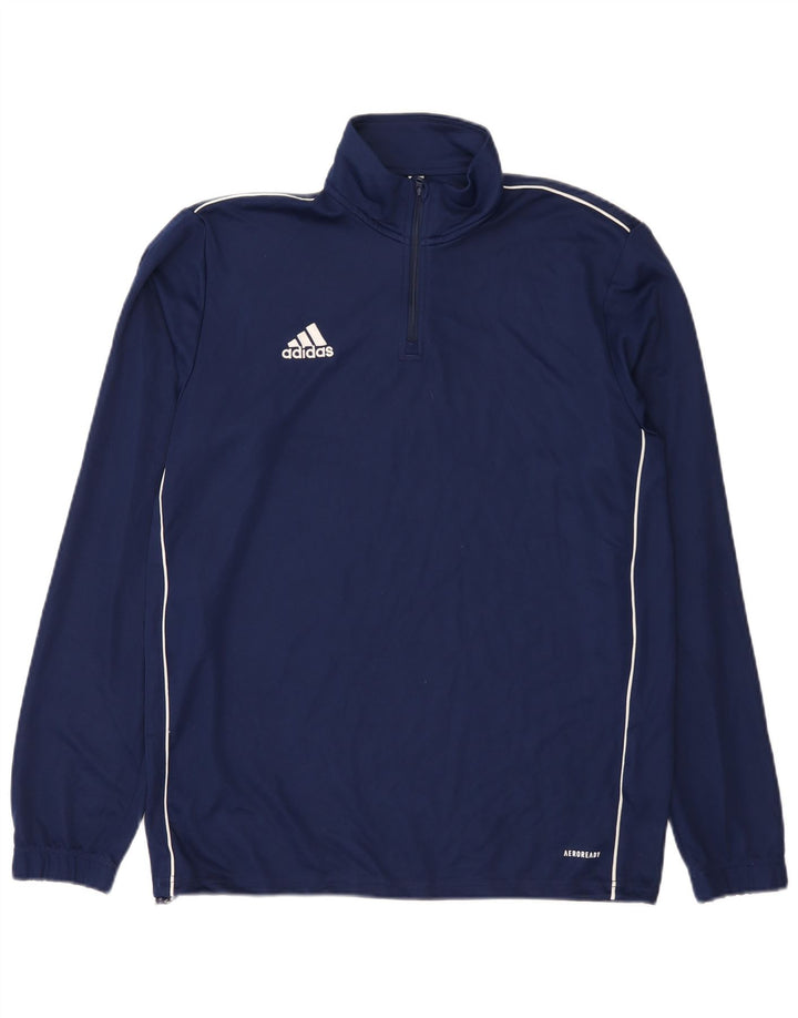 Мужской пуловер с воротником на молнии Adidas Aeroready, большой темно-синий