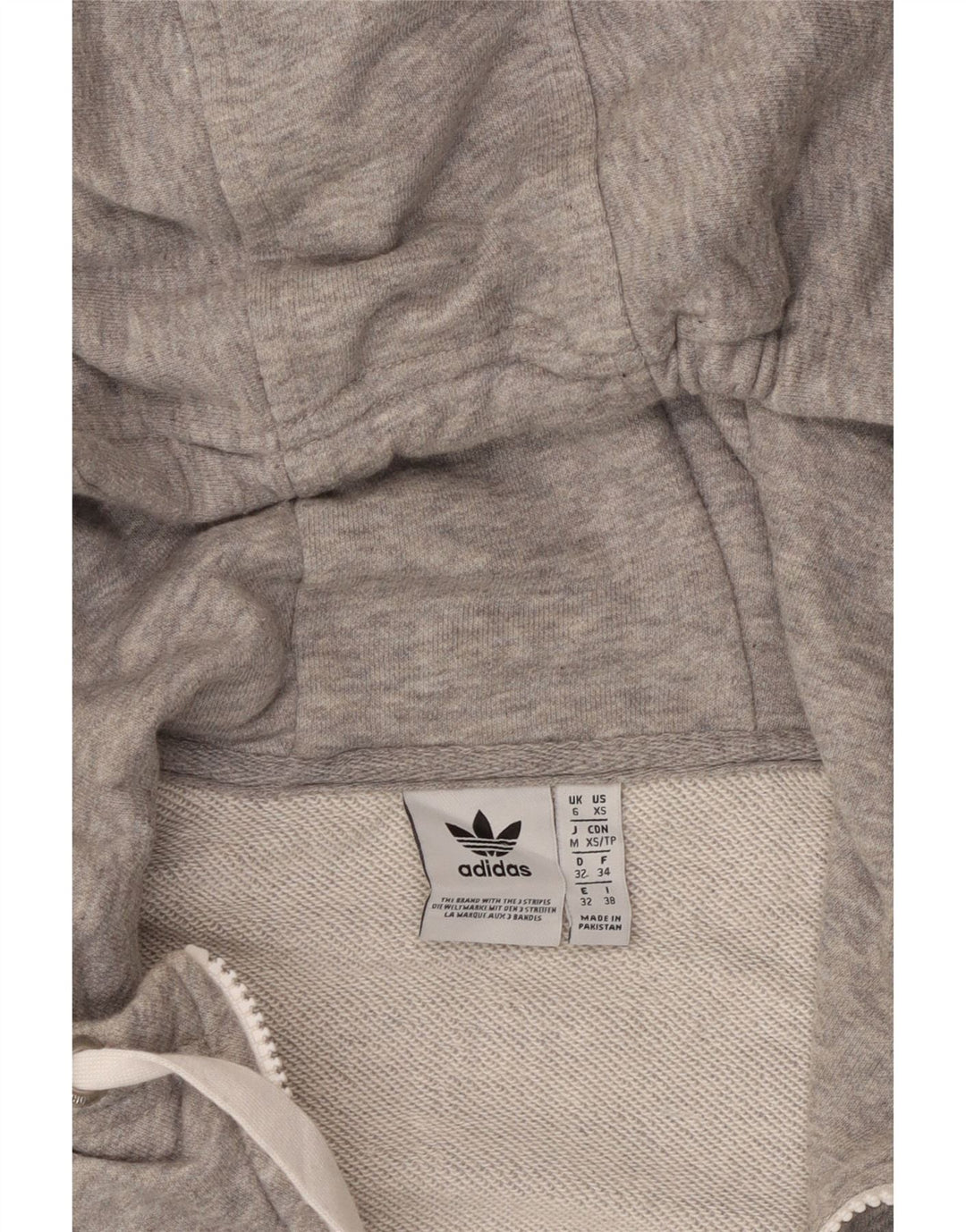 Женский джемпер с капюшоном Adidas Oversized с рисунком UK 6 XS, серый хлопок