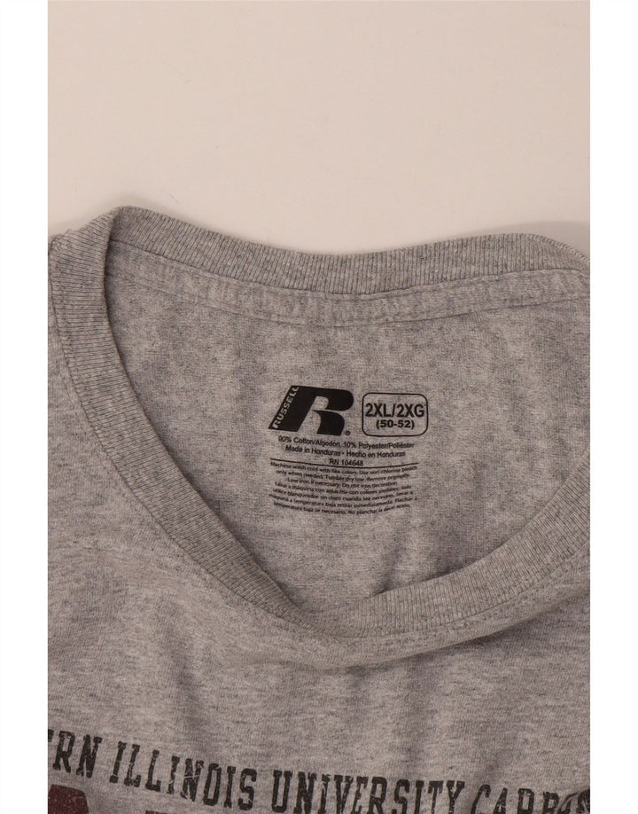 Мужская футболка RUSSELL ATHLETIC Salukis с рисунком, 2XL, серый хлопок