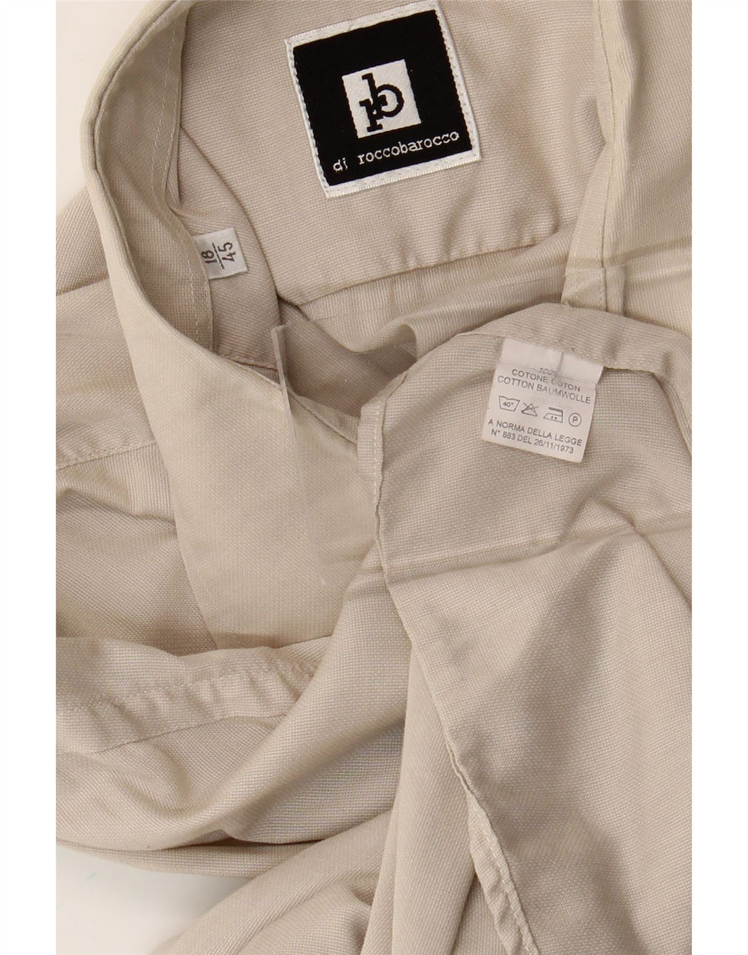 Мужская рубашка Roccobarocco, размер 18, 45, 2XL, бежевый хлопок