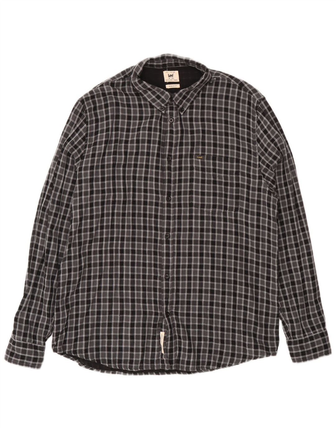 Мужская фланелевая рубашка Lee Regular Fit 2XL, черный хлопок в клетку