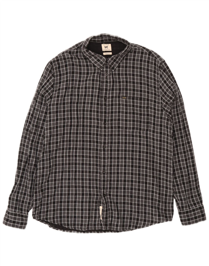 Мужская фланелевая рубашка Lee Regular Fit 2XL, черный хлопок в клетку