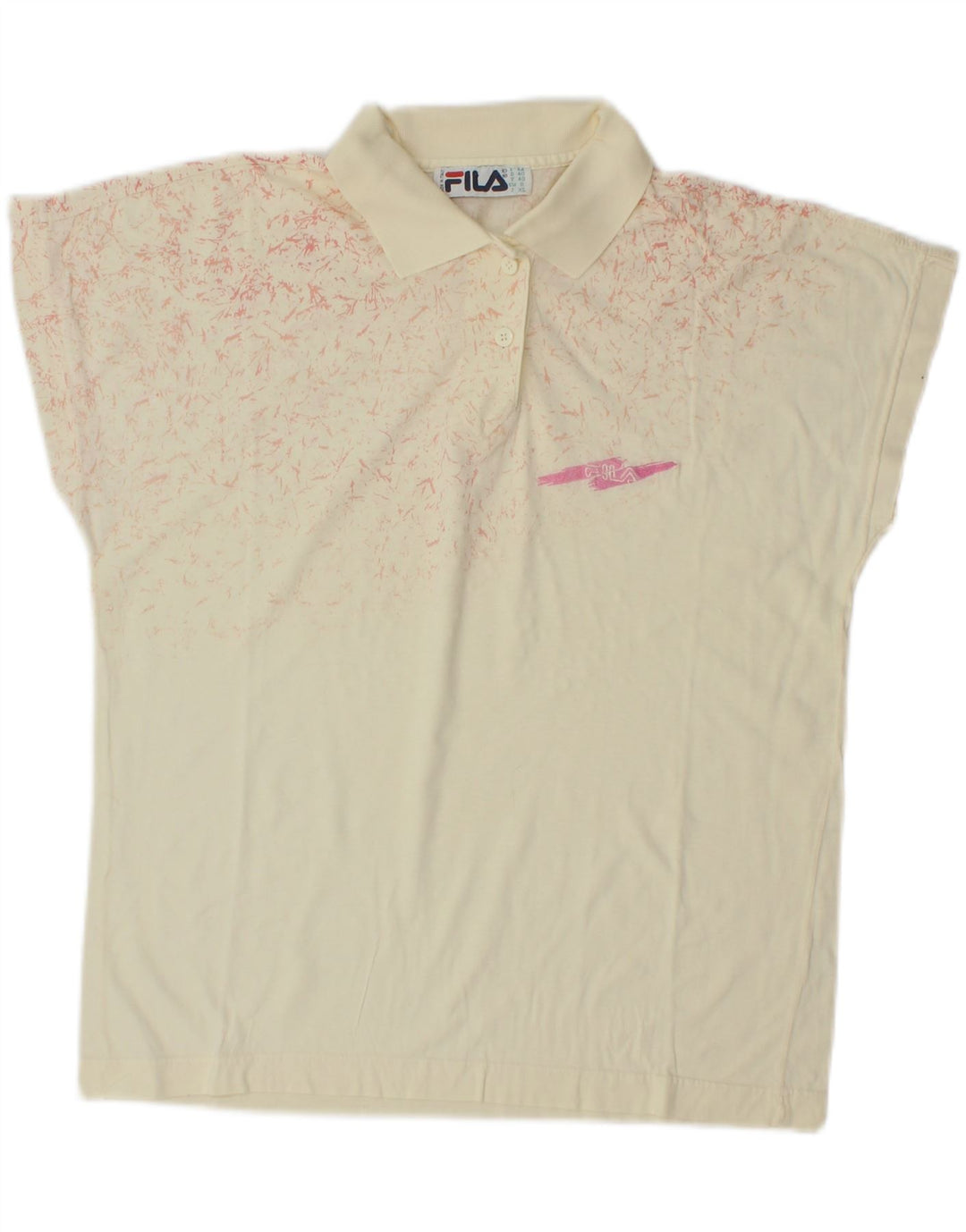 FILA Womens Polo Shirt IT 44 Medium Off White Flecked