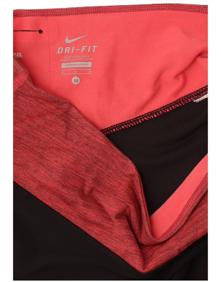 Женские леггинсы-капри Nike Dri Fit UK 14, средние черные цветные блоки