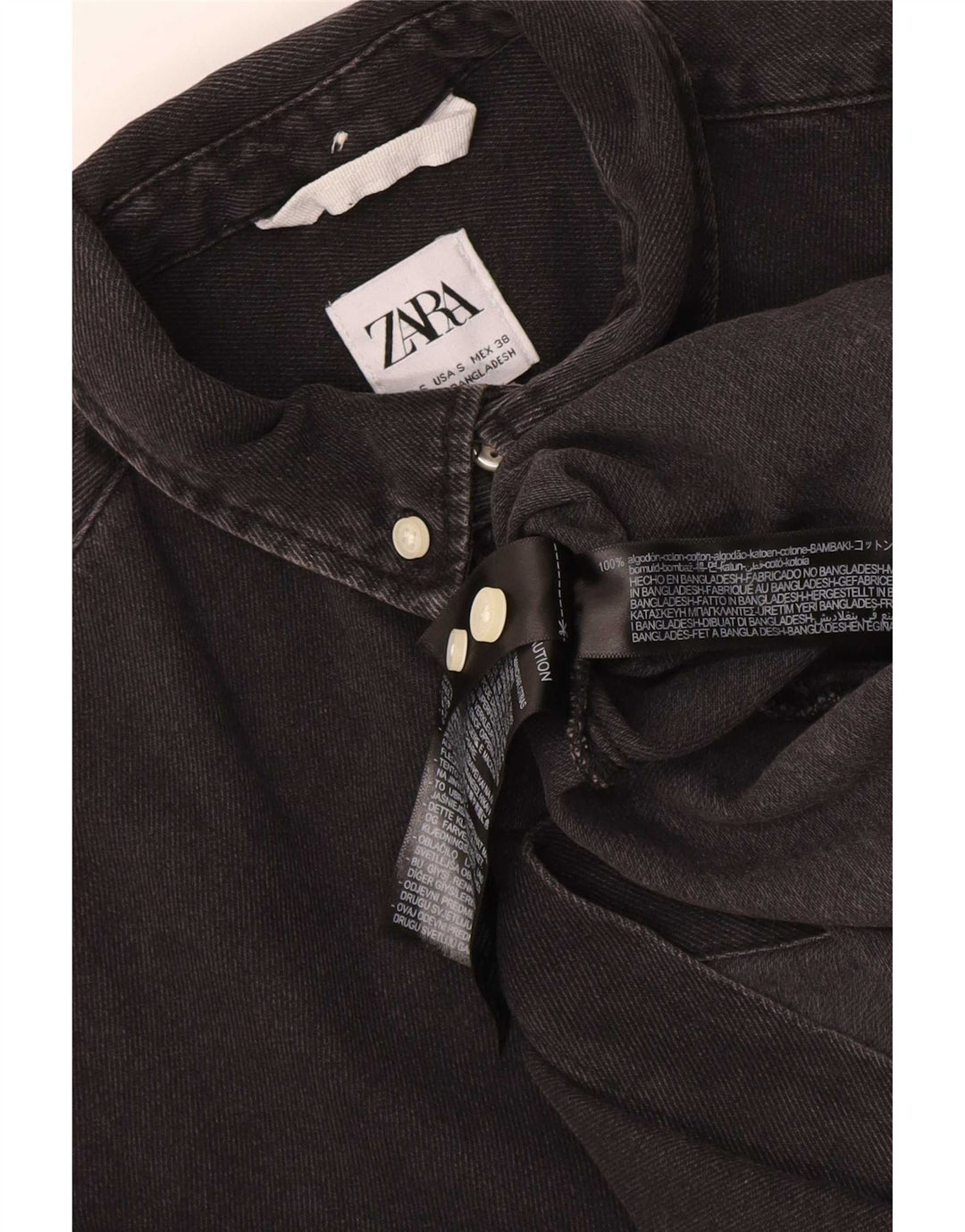 Мужская джинсовая рубашка Zara, маленькая черная, хлопок