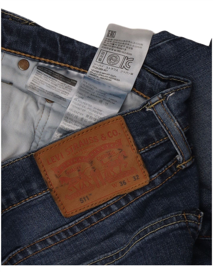 Мужские джинсы Levi's 511 с потертостями W36 L32, синий хлопок
