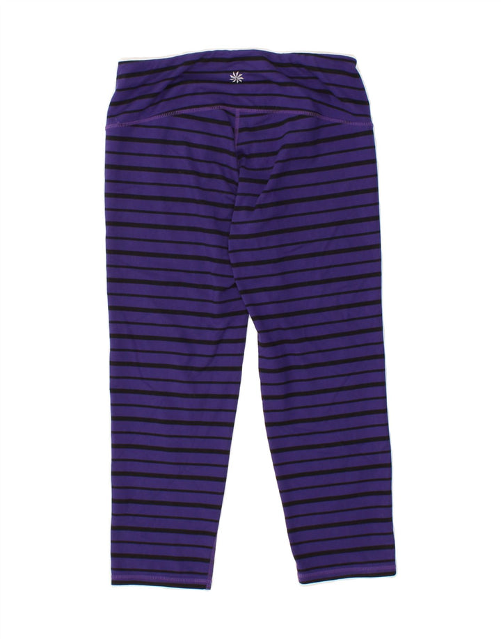 ATHLETA Womens Capri Leggings UK 10 Small  Blue Striped Polyester Vintage Athleta and Second-Hand Athleta from Messina Hembry 