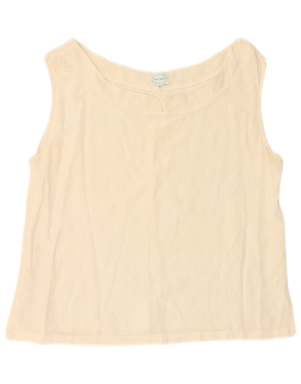 ВИНТАЖНАЯ женская укороченная блузка без рукавов, Великобритания 20, 2XL, белый шелк