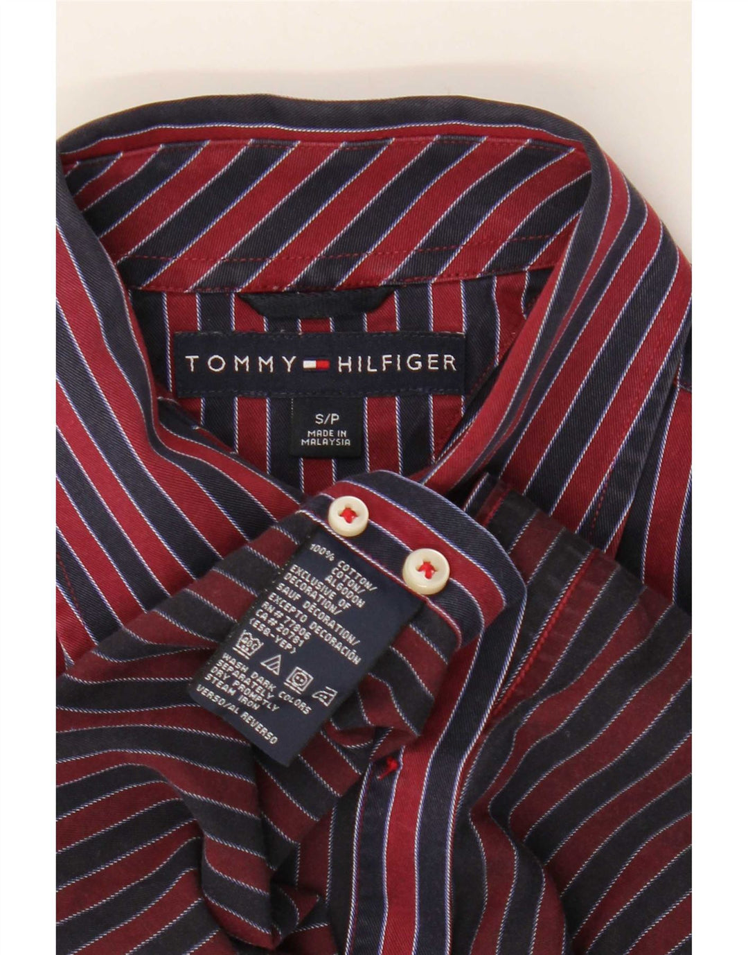 Мужская рубашка Tommy Hilfiger в маленькую красную полоску из хлопка