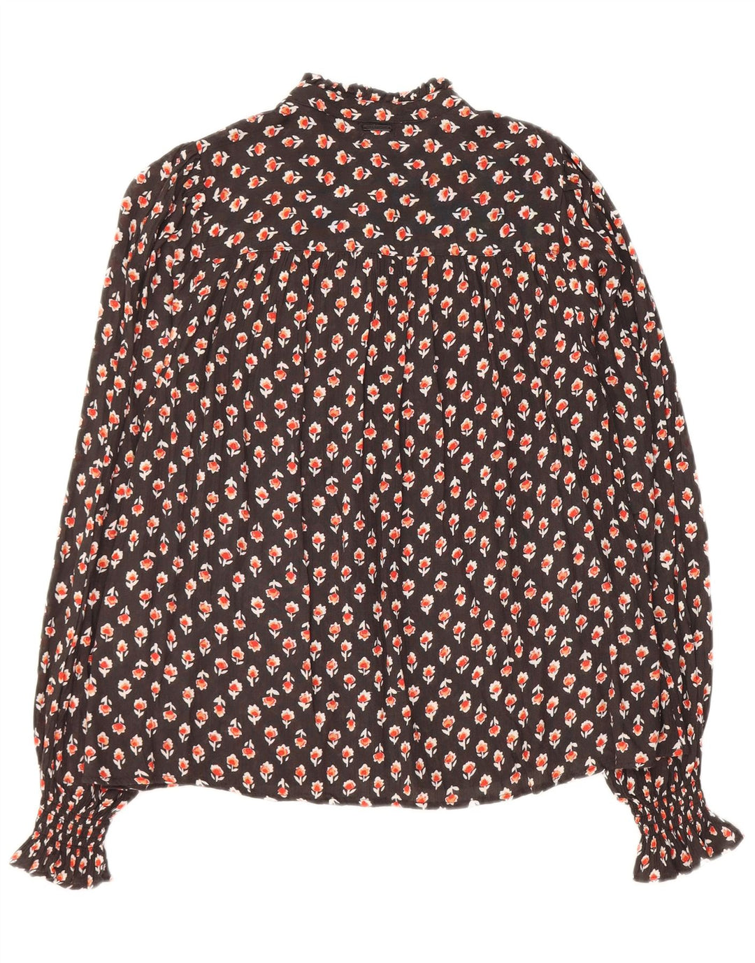 Billabong Женская блузка-рубашка оверсайз UK 10, маленькая коричневая с цветочным принтом