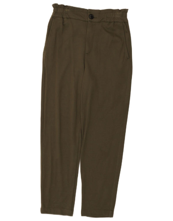 Женские зауженные брюки-чиносы Zara с высокой талией XS W24 L25 Хаки из вискозы