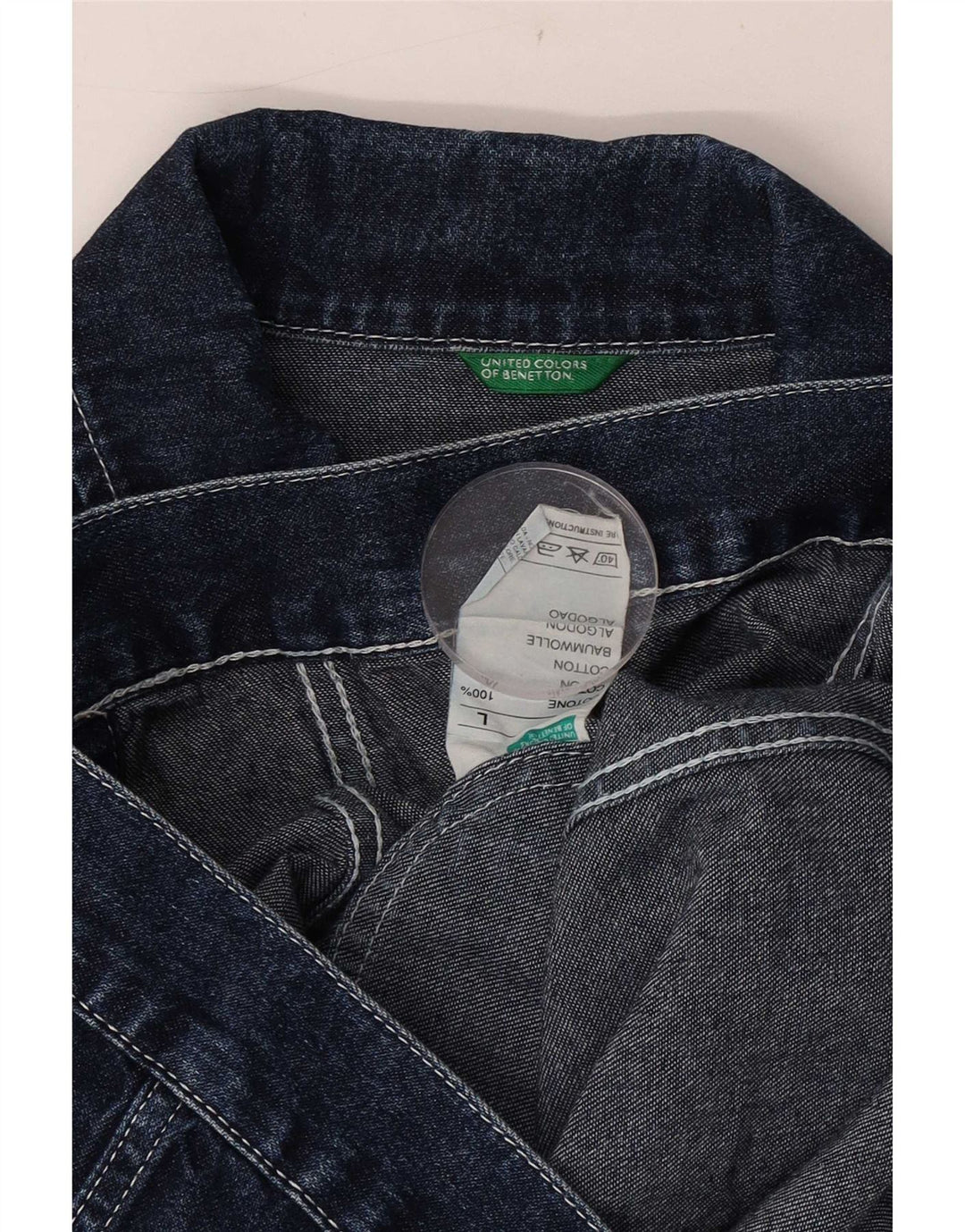 Женская джинсовая куртка Benetton UK 40, большая синяя, хлопок