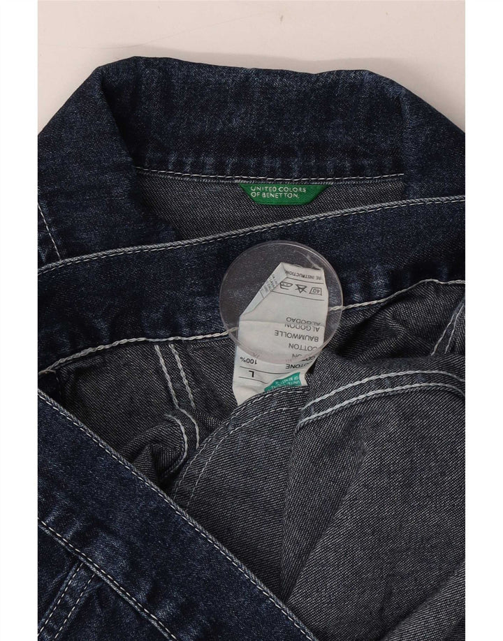 Женская джинсовая куртка Benetton UK 40, большая синяя, хлопок