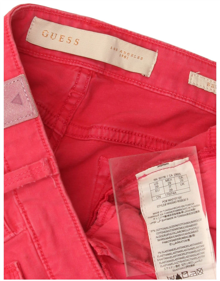 GUESS Женские узкие повседневные брюки W29 L28, розовые, хлопок