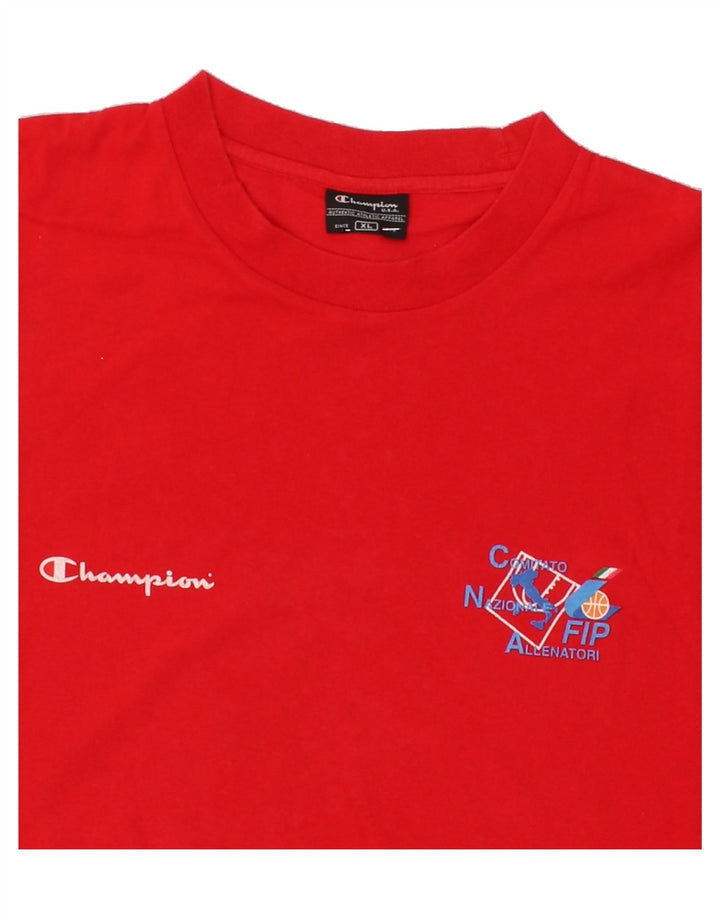 CHAMPION Mens T-Shirt Top XL Red Cotton Vintage Champion and Second-Hand Champion from Messina Hembry 