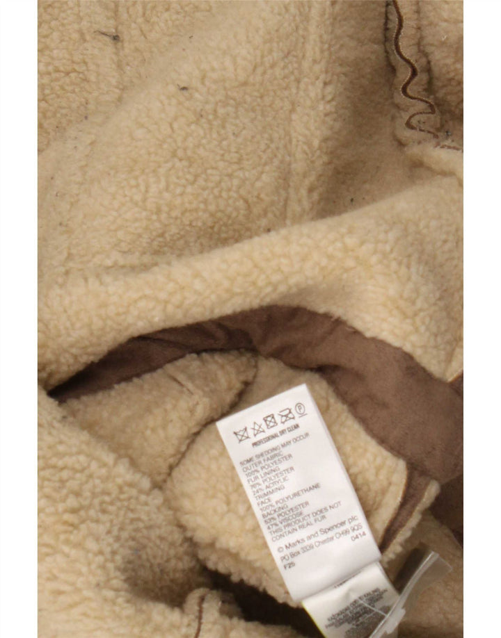 Женская куртка из шерпы Marks & Spencer UK 16, большая, коричневая, из полиэстера