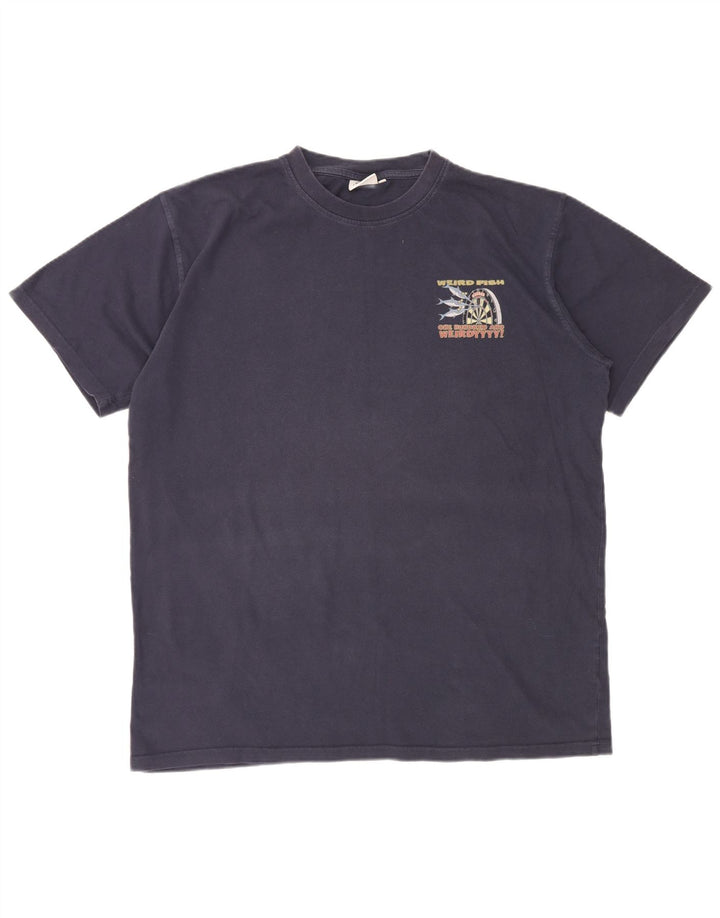 Мужская футболка с рисунком WEIRD FISH Top XL, темно-синий хлопок