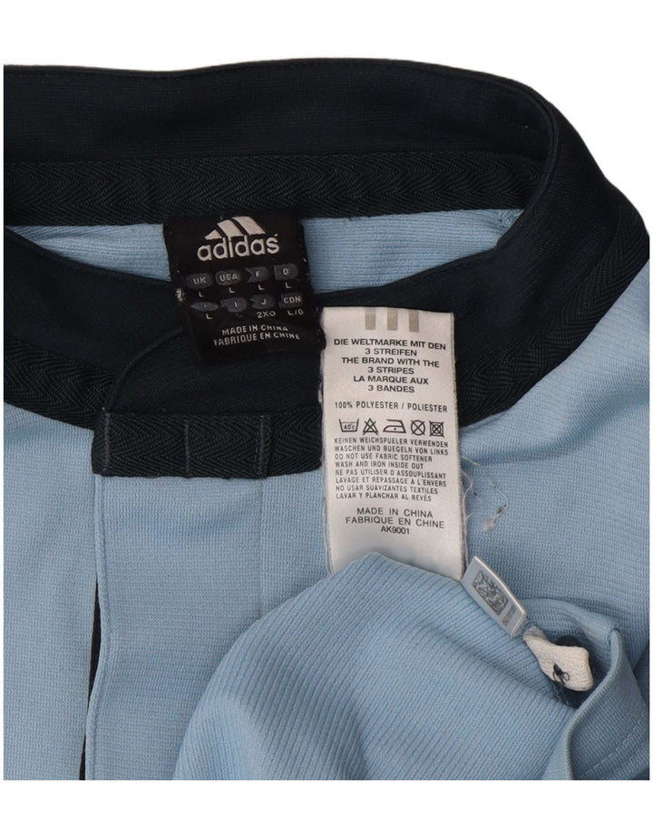 Мужская рубашка-поло Adidas большая синяя полиэстер с цветными блоками