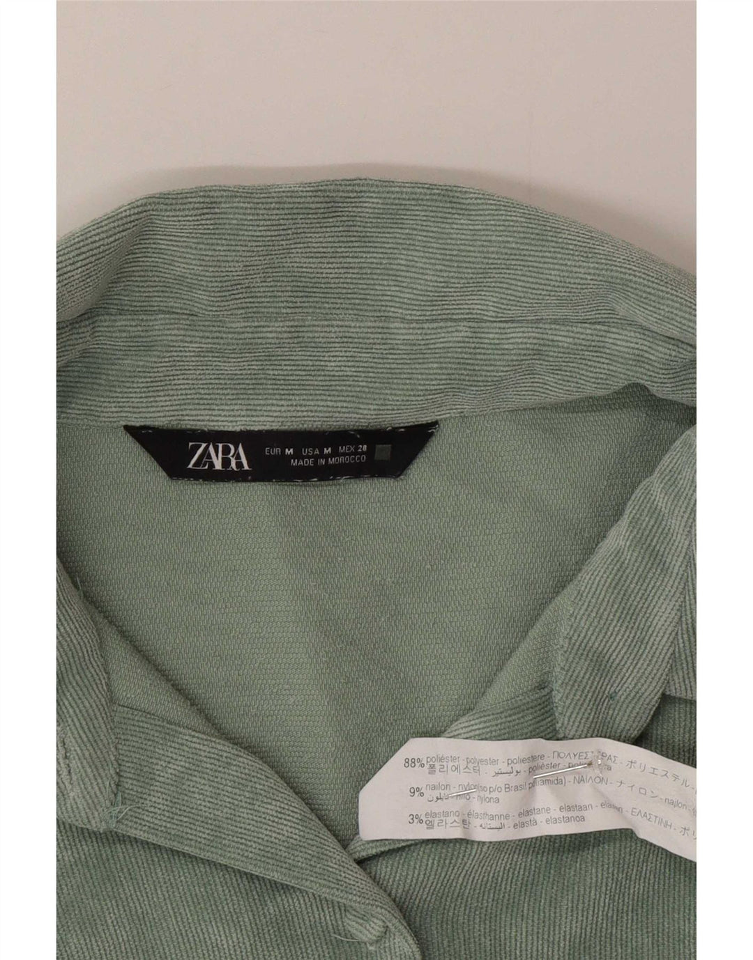 Женская вельветовая рубашка оверсайз Zara UK 14, средний зеленый полиэстер