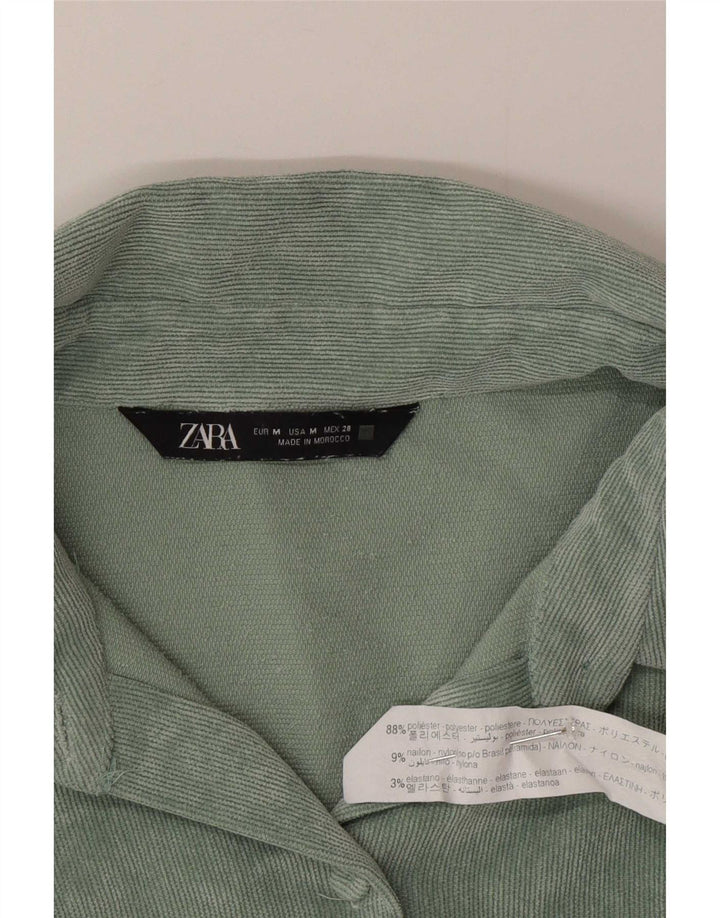 Женская вельветовая рубашка оверсайз Zara UK 14, средний зеленый полиэстер