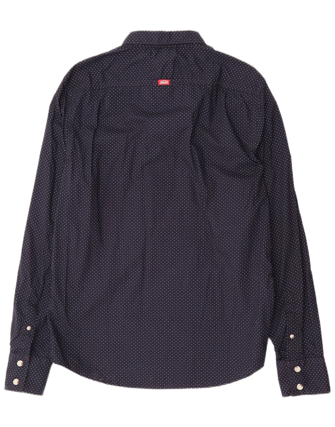 Мужская рубашка Superdry XL из хлопка темно-синего цвета с пятнами