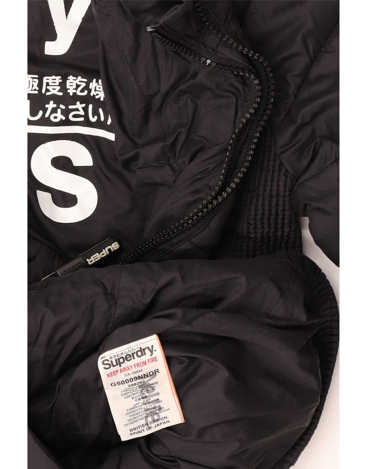 Женская утепленная куртка с капюшоном Superdry UK 10, маленькая, черный нейлон