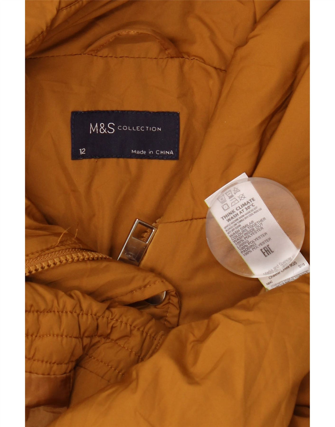 Женская утепленная куртка с капюшоном Marks & Spencer UK 12, средний желтый полиэстер