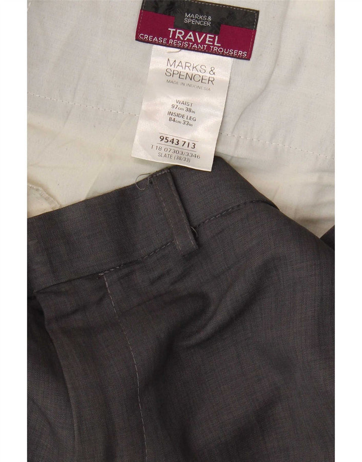 Мужские прямые брюки-чиносы Marks & Spencer W38 L33 серые из полиэстера
