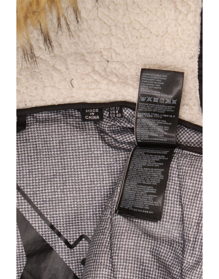 Женское стеганое пальто с капюшоном Superdry UK 12, средний черный нейлон