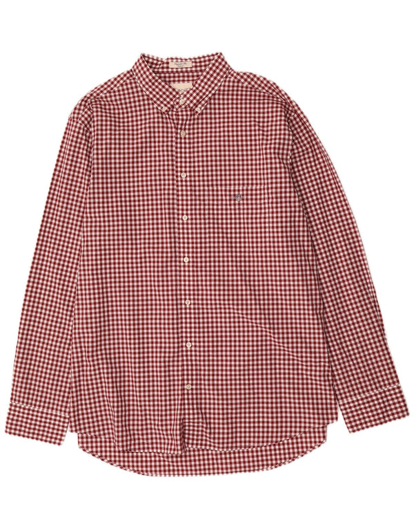 Мужская рубашка стандартного кроя Gant, размер 47/48, 19, 3XL, бордовый, хлопок в мелкую клетку