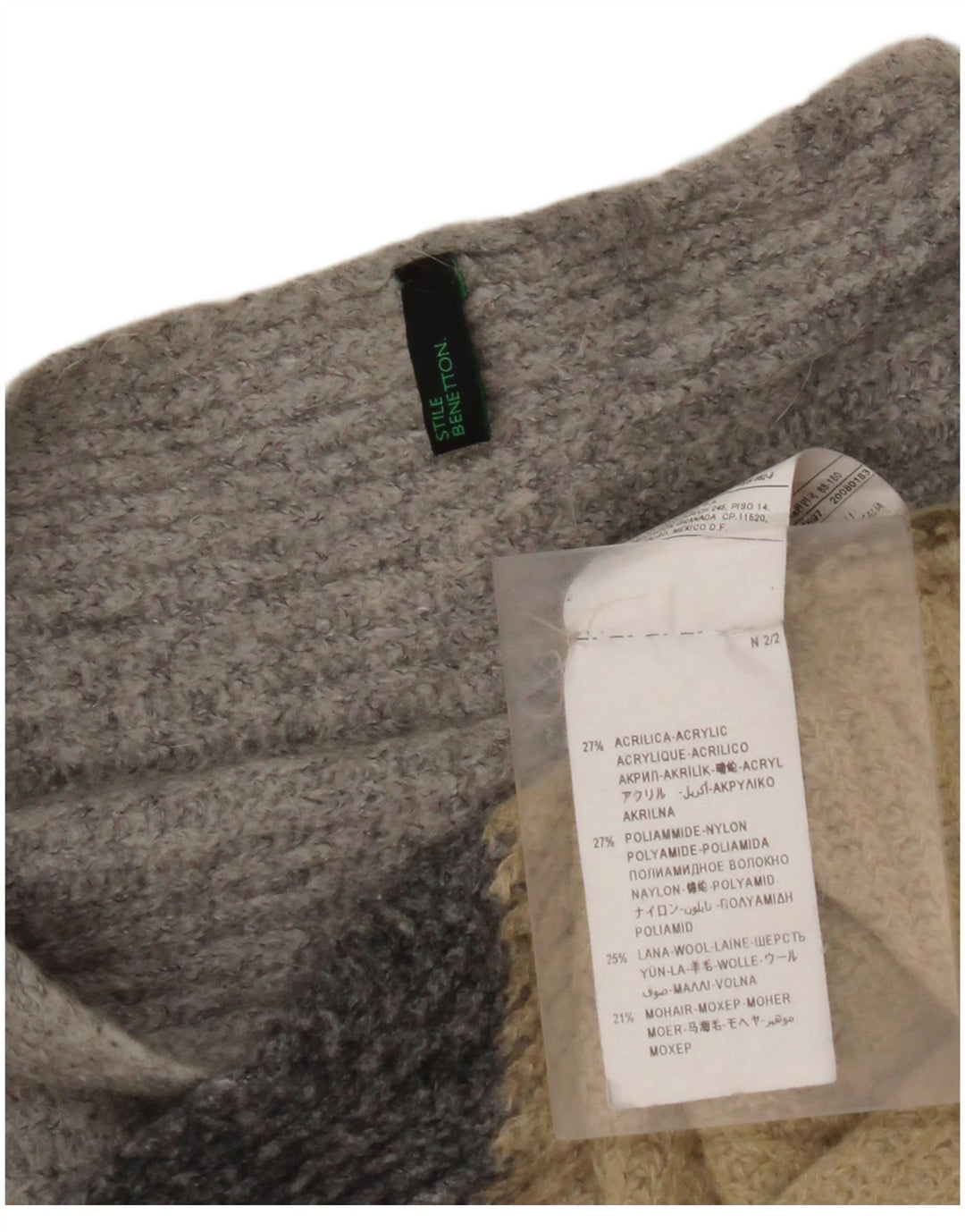 Женский джемпер с вырезом «лодочка» BENETTON UK 14, средний разноцветный