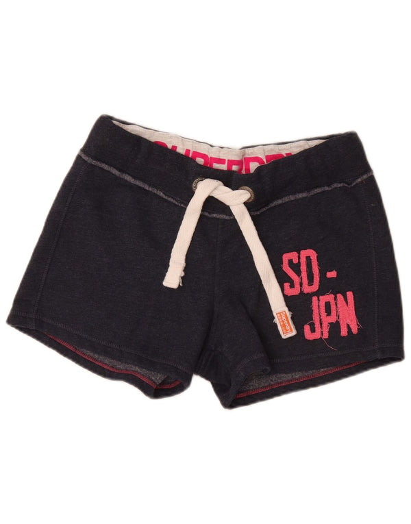 Женские спортивные шорты с графическим рисунком Superdry UK 14, средний темно-синий, хлопок