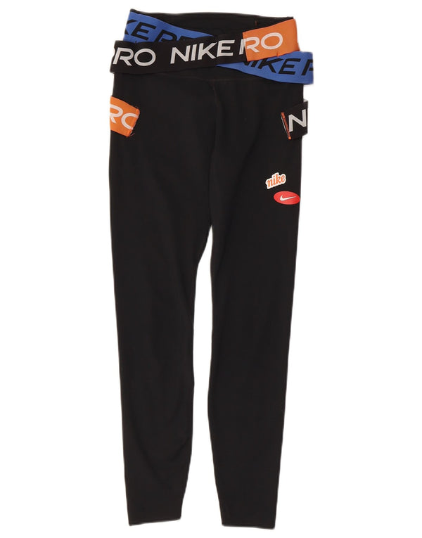 Женские леггинсы с рисунком NIKE Dri Fit UK 4 XS, черный полиэстер