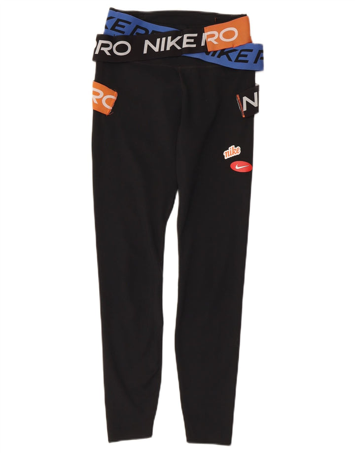 Женские леггинсы с рисунком NIKE Dri Fit UK 4 XS, черный полиэстер