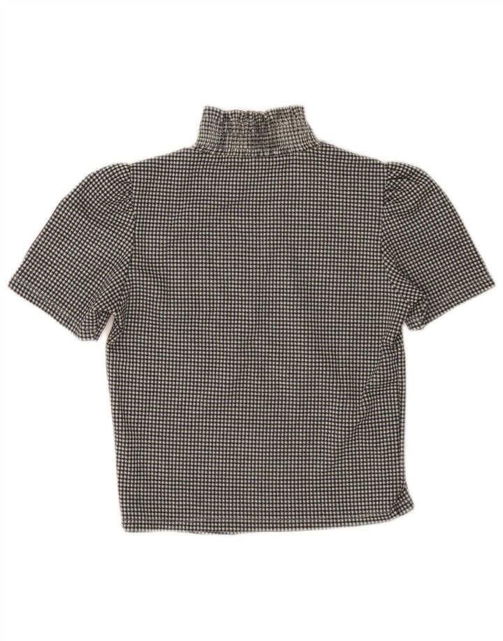 Женская укороченная блузка Zara UK 10, маленькая черная с узором «гусиные лапки»