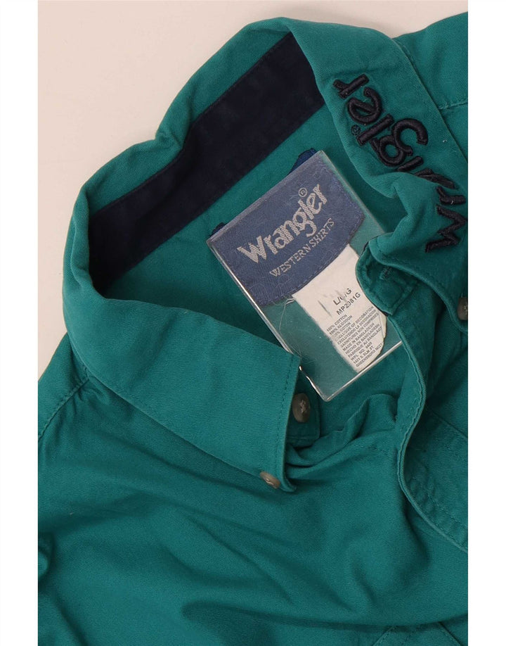 Мужская рубашка Wrangler с рисунком в стиле вестерн, большая зеленая хлопковая ткань