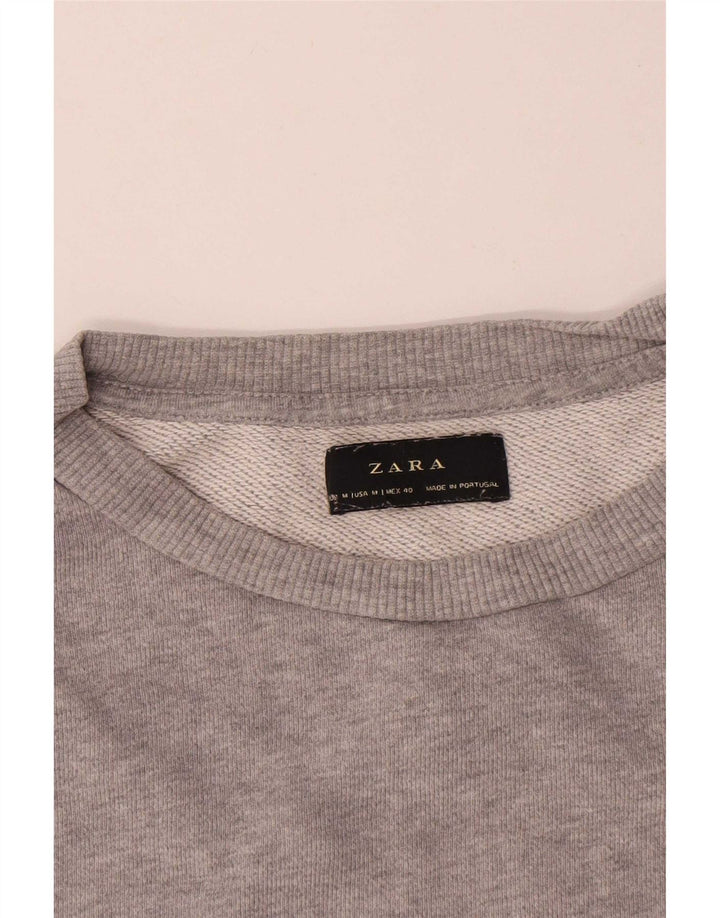 Мужской свитер Zara, хлопковый джемпер среднего серого цвета с крапинками