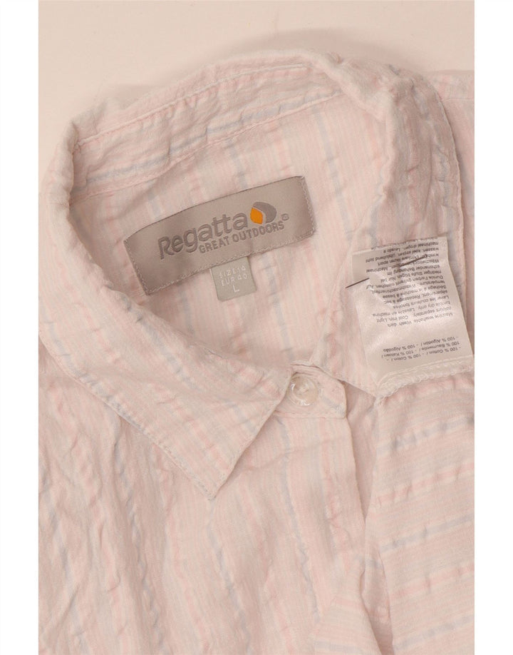 Женская рубашка Regatta с коротким рукавом UK 14, хлопок в большую белую полоску