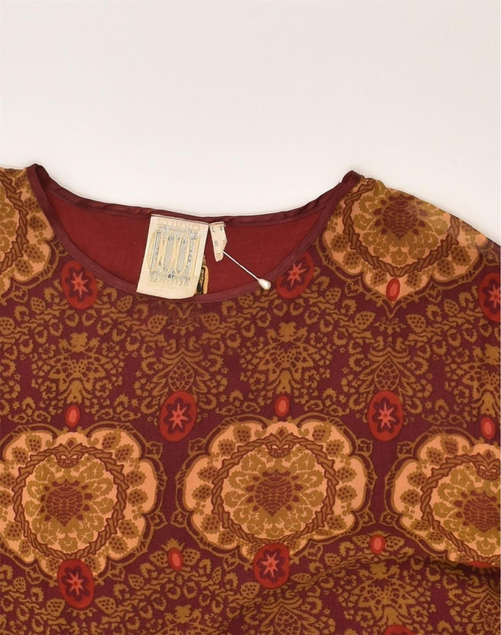 VINTAGE Womens Graphic T-Shirt Top UK 14 Large  Burgundy Paisley Cotton | Vintage Vintage | Thrift | Second-Hand Vintage | Used Clothing | Messina Hembry 