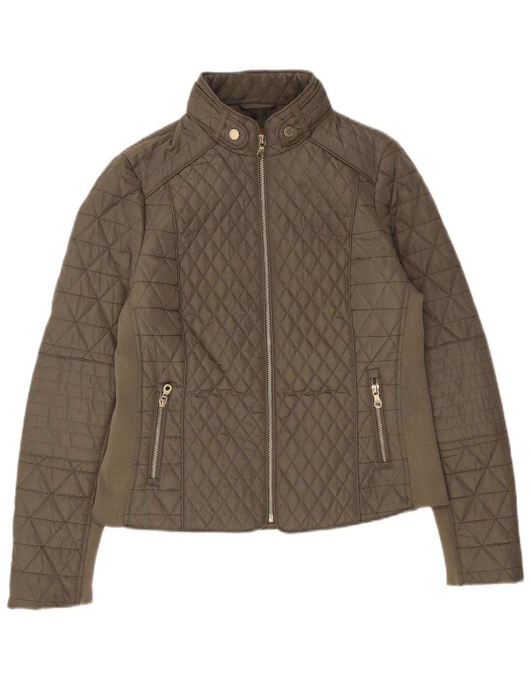 Женская стеганая куртка Marks & Spencer UK 14, большой цвет хаки, полиэстер