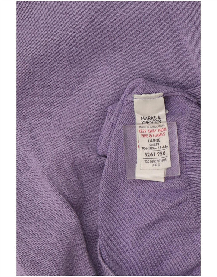Мужской синий джемпер с вырезом лодочкой Marks & Spencer, большой фиолетовый