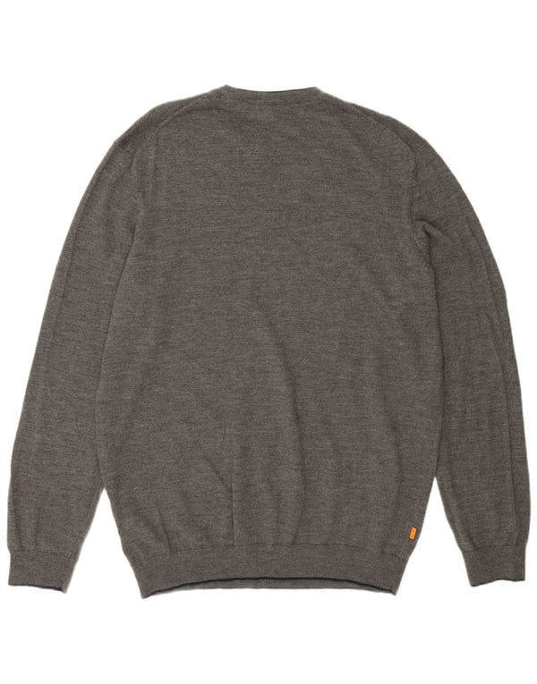 TIMBERLAND Мужской свитер с круглым вырезом 2XL Серый из мериносовой шерсти