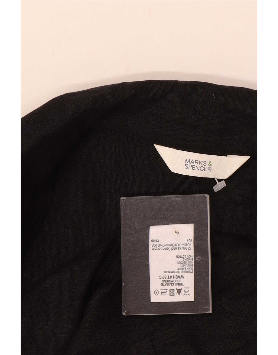 Женский пиджак с рукавом 3/4 Marks & Spencer, Великобритания, 8, маленький, черный льняной пиджак