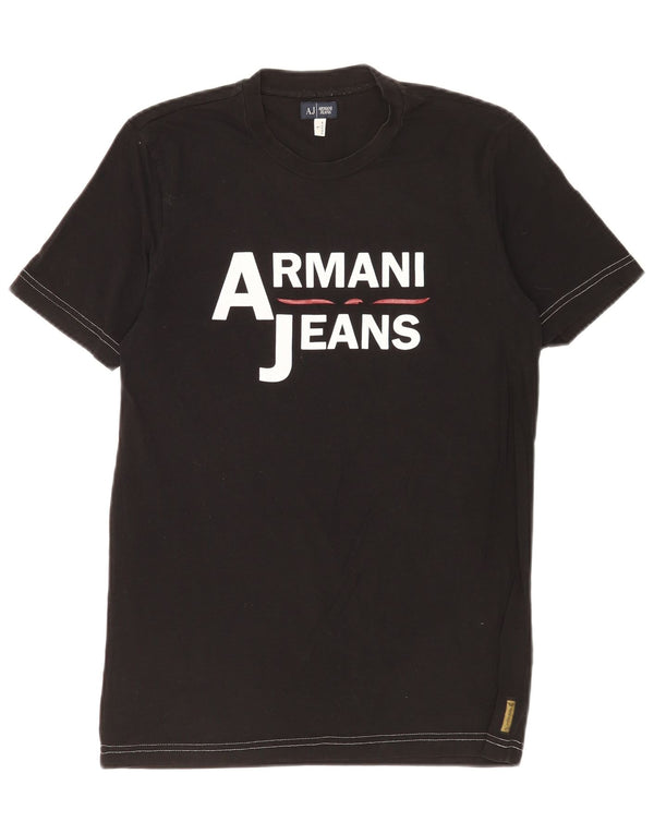 Мужская футболка с рисунком Armani Jeans, большой черный хлопковый топ