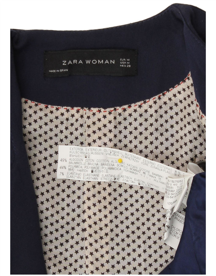 Женский пиджак Zara на 1 пуговице UK 12, средний темно-синий, хлопковый