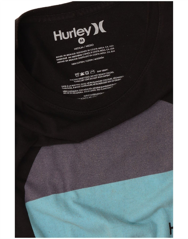 Мужская футболка с рисунком Hurley, топ, средний черный, хлопок