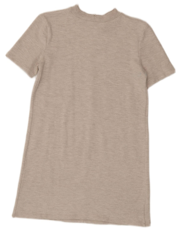 Женское платье-джемпер с короткими рукавами Zara UK 10, маленькое бежевое