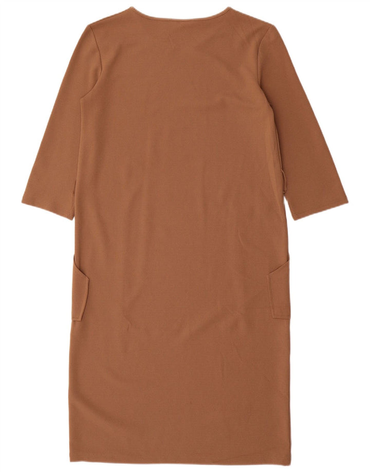 Женское платье прямого кроя с рукавом 3/4 Zara UK 10, маленькое коричневое