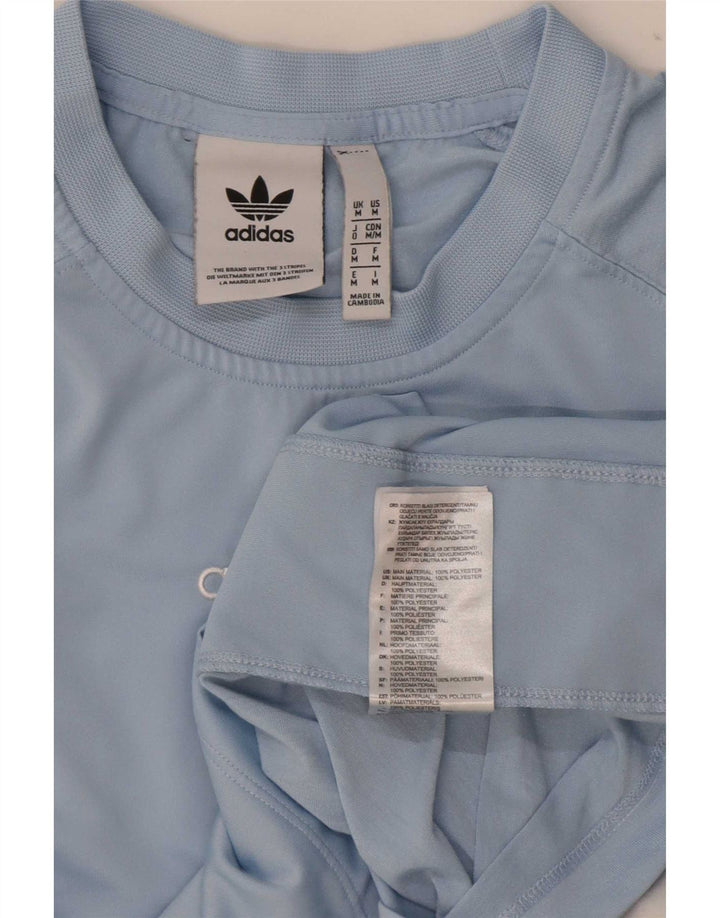 Adidas Мужская футболка с рисунком Верх среднего синего цвета из полиэстера с цветными блоками