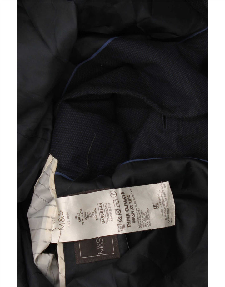 Мужской пиджак с 2 пуговицами Marks & Spencer UK 42, большой темно-синий полиэстер